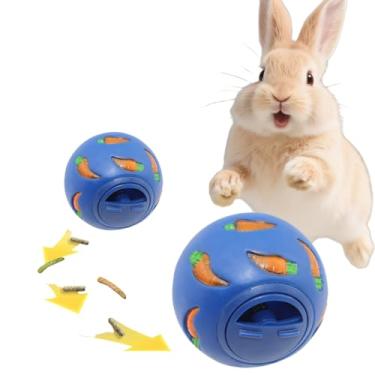Imagem de Copfeu 2 bolas de petisco de coelho, brinquedos de abertura ajustável para coelhos, porquinhos-da-índia, ouriços, pequenos animais de estimação, brinquedos interativos resistentes à mastigação (azul)