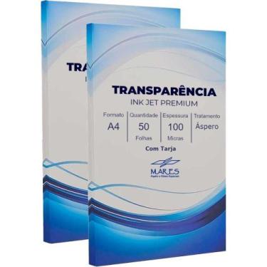 Imagem de Transparência INKJET A4 com Tarja Tratamento áspero 100MICRAS Caixa co