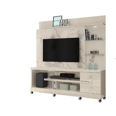 Imagem de Estante Home Theater Alan Para Tv 55 Polegadas Com Rodizios Calacata /