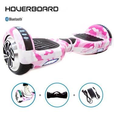 Imagem de Hoverboard Adulto Rosa Camuflado Com Som Bluetooth Bolsa - HoverboardX