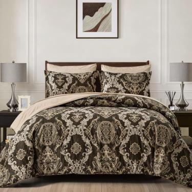 Imagem de Conjunto de edredom WONGS BEDDING King Size 7 peças de microfibra marr