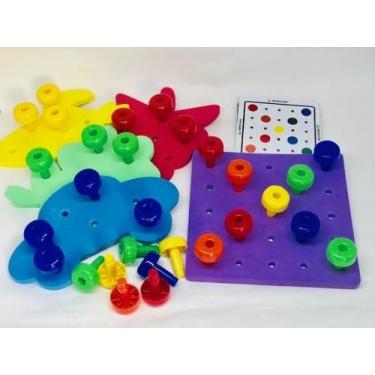 Imagem de Brinquedo Educativo Placa de Pregos Coloridos - Materiais para Brincar