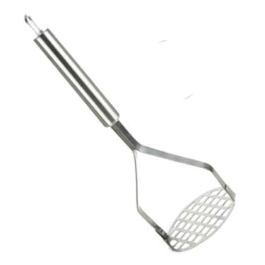 Imagem de Amassador De Batatas Premium, Aço Inoxidável com Cabo Preto, 22 × 8 cm, Design Ergonômico, Multifuncional para Batatas e Legumes, Fácil Limpeza, Manual