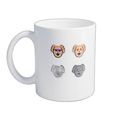 Imagem de Caneca Xícara de Café Porcelana 300ml Desenho Cachorro Pixel Art