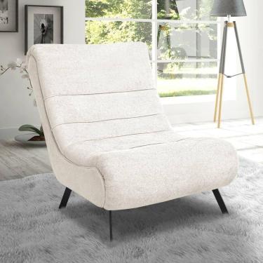Imagem de Poltrona Com Pés Em Ferro Tecido Bouclé Vancouver – Lucadi Off White