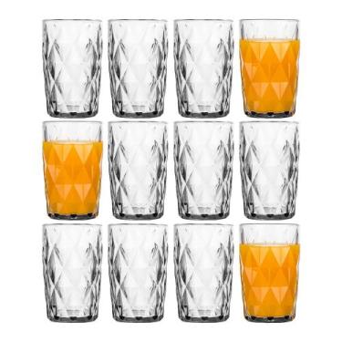 Imagem de Jogo 12 Copo Diamond de Vidro Diamante Transparente Alto para Água e D