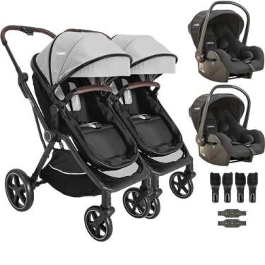 Imagem de Carrinho Kiddo para Gemeos com 2 Bebe Conforto Nomad Grafite