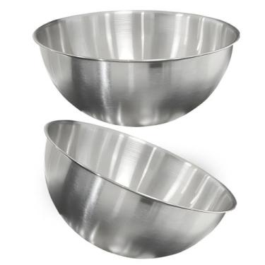 Imagem de Kit 2 Saladeira Escovada Bowl Tigela de Aço Inox Saladas Preparo de Al