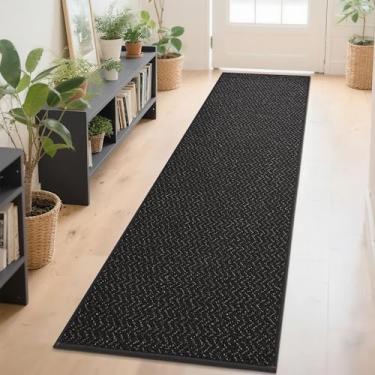 Imagem de COSY HOMEER Tapete de corredor de corredor 2'7"x10' antiderrapante lavável tapete de entrada tapete absorvente resistente a manchas tapete corredor para corredores, entrada e lavanderia, preto