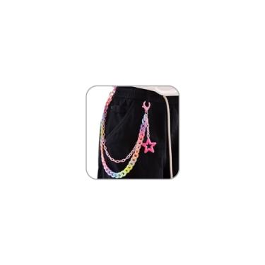 Imagem de LKingel Correntes para calças masculinas e femininas punk estrela lua coração estrela do mar corrente hip hop rock bolso corrente moda jeans em camadas para homens, Adjustable, liga metálica, Sem