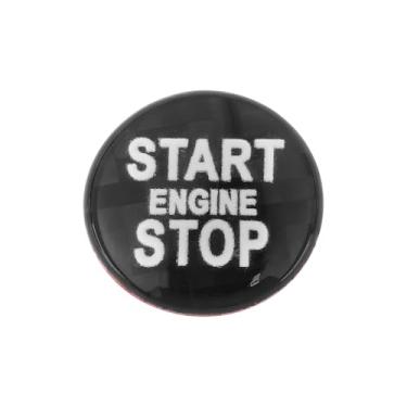 Imagem de SG Store 1 peça de capa de interruptor de botão de parada de partida do motor de carro adesivos decorativos de fibra de carbono compatível com Mini Cooper R55 R58 R60 R59 1,9 cm preto