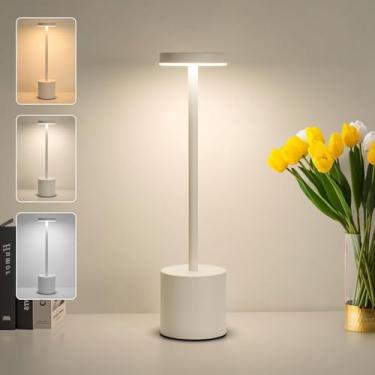 Imagem de BEMMY Luminária de Mesa, Luminária Abajur Mesa Led 1800mAh Dimerizável Sem Fio Recarregável (Branco)