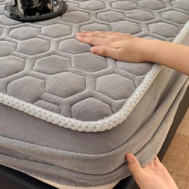 Imagem de Capa de colchão acolchoada, lençóis, protetor de colchão elástico, bolso profundo, lavável, fácil manutenção, para cama de casa e hotel - cinza | 90 * 200 cm