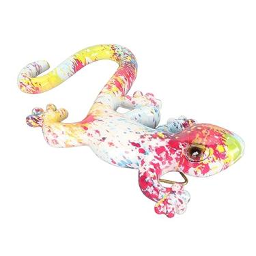 Imagem de Cryfokt Gecko Colorido Pendurado Arte Bonito Presente para Casa e Jardim Cerca ou Varanda Pátio para Boa Fortuna 5,5x3,3x1,0in (LM9002-3)
