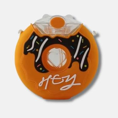 Imagem de Garrafa de Água Infantil em Forma de Donut, Cantil para Crianças, Escolar e Viagens, Design Colorido com Alça (LARANJA HEI)