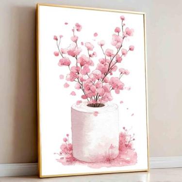 Imagem de Mostemauo Papel higiênico engraçado botânico flores silvestres planta decoração de parede aquarela flor pintura impressão rústica rolo de papel higiênico com plantas imagem 40 x 61 cm sem moldura