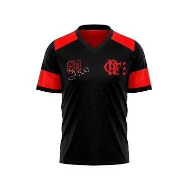Imagem de Camiseta Braziline Flamengo Zico Retrô Masculino - Preto-Unissex