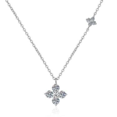Imagem de Rostisla Colar feminino s925 prata pura premium design trevo de quatro folhas 1,2 quilates cor D moissanite colar feminino