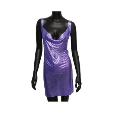 Imagem de Vestido Mini Sexy Sem Costas Com Lantejoulas Metálicas Decote Baixo Ha