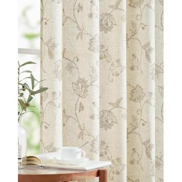 Imagem de Cortinas jinchan Linen Floral, 213 cm de comprimento, sala de estar, t