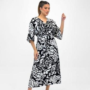 Imagem de Vestido Malwee Midi Estampado Manga 3/4 Feminino-Feminino