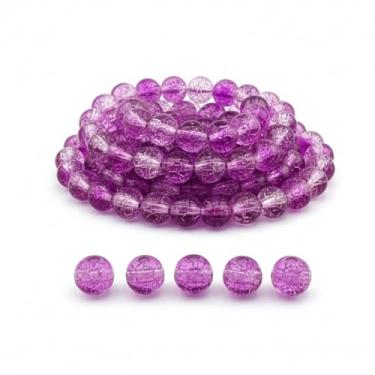 Imagem de DandS ltd Contas de vidro Crackle Lampwork para fabricação de joias, roxas, pulseiras vibrantes, colares, brincos, suprimentos de miçangas e kits de artesanato para joias artesanais, 80 peças de 10 mm
