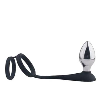 Imagem de Anel Peniano Duplo com Plug Anal, Silicone, Preto, Lovetoys