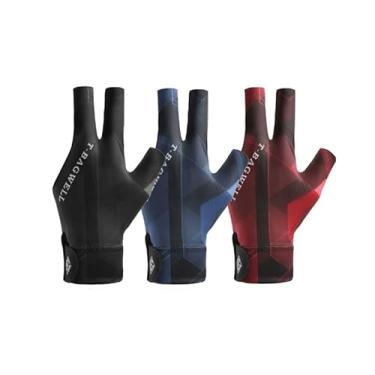 Imagem de Pacote com 3 luvas pretas de bilhar – Design respirável de 3 dedos com aderência antiderrapante para piscina e sinuca, mão direita