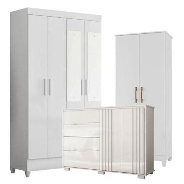 Imagem de Guarda Roupa Com Espelho Infantil Sobral Com Cômoda Texas E Armário Mu