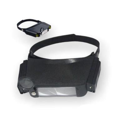 Imagem de Lupa de cabeça com 3 lentes de aumento  iluminação p/profissionais de 