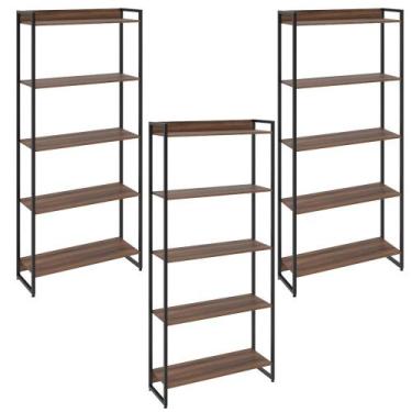 Imagem de Kit 3 Estantes Multiuso Escritório Industrial 5 Prateleiras Areta 186x