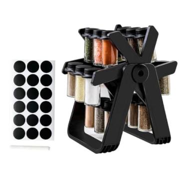 Imagem de Depisuta Rack Giratório de Especiarias, Organizador Giratório de Temperos de Cozinha Com Roda Gigante Com 18 Potes de Vidro e Etiquetas Suporte Personalizável para Bancadas e Armários