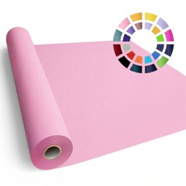 Imagem de SMART&CASUAL 91,4 cm x 6,4 cm (210') Rolo de papel kraft rosa claro para embrulho de presente quadro de avisos buquê de flores arte infantil embalagem embalagem de mesa 80GSM 25 kg (rosa claro, 91 cm