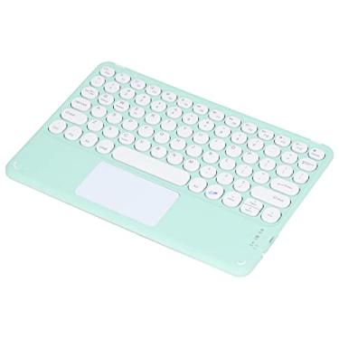 Imagem de Teclado Sem Fio Sensível Ao Toque, Teclas Redondas Teclado Ergonômico Teclado Ultrafino Portátil Teclado Touchpad Recarregável Para Tablets Laptops(Verde)