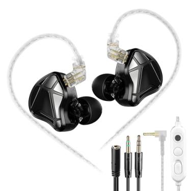 Imagem de KZ Axas Gaming Earbuds Wired with Mic para PS4 PC Xbox PS5, isolamento de ruído IEM para jogos com baixa latência, fones de ouvido de ajuste confortável para laptop, consoles e celulares (preto