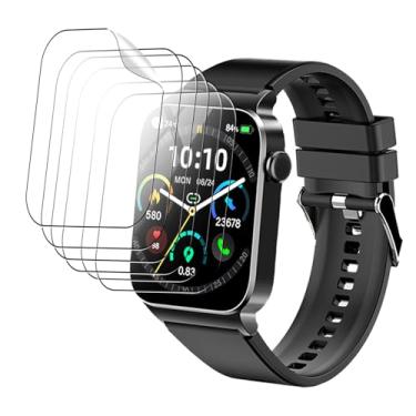 Imagem de Oshmirian Pacote com 6 protetores de tela para relógio inteligente STECEi T50S de 4,7 cm – Película TPU 6H, antiarranhões, antiimpressões digitais, sem bolhas, inquebrável, à prova de poeira, sensível