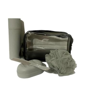 Imagem de 5 Peças Kit de Viagem Com Bolsa Porta Escova Pente Saboneteira e Ducha Compacto Para Viagem(Cinza)
