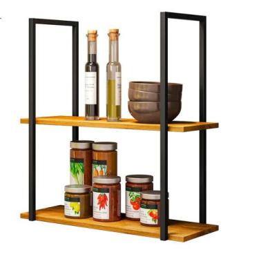 Imagem de Prateleira Industrial Suspensa Parede Multifuncional Carvalho American