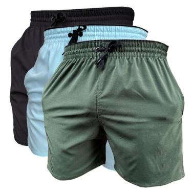 Imagem de Kit 3 Short de Elastano Dry fit Bermuda de Praia Piscina e Academia - 