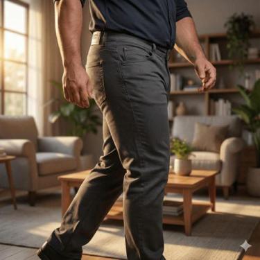 Imagem de Calça Masculina Gangster Plus Size Sarja Reta Cinza Escuro, Cinza escu