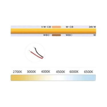Imagem de Fita LED COB CCT Dimmable De Mudança De Cor DC 24V, Largura De 8mm E 1