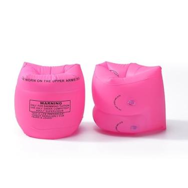 Imagem de 2 boias infláveis de braço para crianças, asas de água infláveis para crianças, faixas de braço flutuantes para crianças e adultos de 13,6 a 68 kg (rosa)