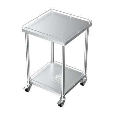 Imagem de PANTIN Suporte e carrinho de panela de arroz de aço inoxidável de 61 cm x 61 cm com rodas e freios, suporte de trabalho e prateleira inferior ajustável para aquecedor de alimentos comercial, panelas