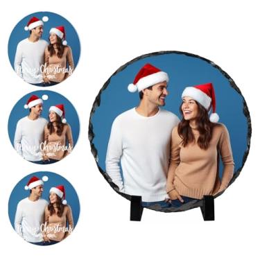Imagem de Oirquent Placa de ardósia de Natal em forma de coração – Presentes comemorativos personalizados Quepitty, moldura de foto personalizada para avó e entes queridos de longa distância