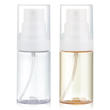 Imagem de Gungtien Pacote com 2 frascos de spray de viagem pequenos de 38 g, frascos de spray de névoa fina, portátil, recarregáveis, conjunto de frascos de viagem de plástico para toners, perfume, água de