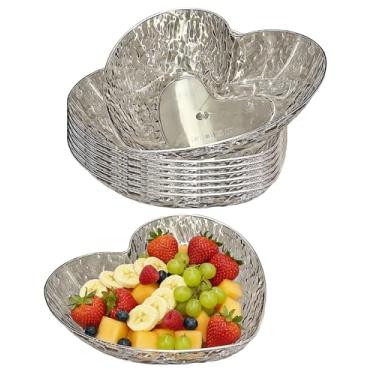 Imagem de Zitonyang Conjunto de pratos de frutas em forma de coração, pacote com 8 pratos de sobremesa de plástico, expositor de lanches para sala de estar, mesa de chá, armazenamento de doces para festas