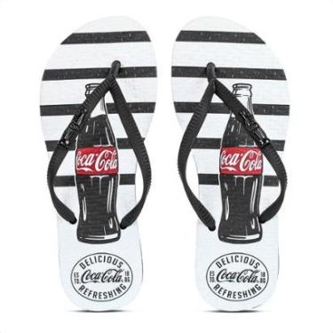 Imagem de Chinelo Coca Cola Delicious Branco e Preto - Feminino-Feminino