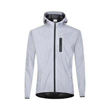 Imagem de Jaqueta De Chuva Leve Com Capuz Refletiva Para Homens WOSAWE, Corta-Ve