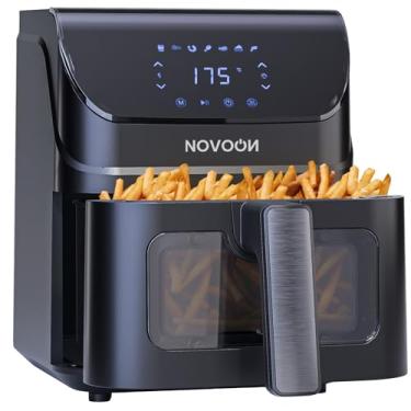Imagem de Fritadeira Elétrica Digital Novoon 4,5L 1400W 3 em 1 - Frita sem Óleo, Assa e Reaquece. Air Fryer 4,5 Litros Silenciosa Prepara Batata Frita, Frango, Carne, Peixe, Pão de Queijo e Mais 220v