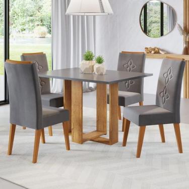 Imagem de Mesa de Jantar Retangular Catedral C/4 Cad Flora em Madeira Maciça Mel